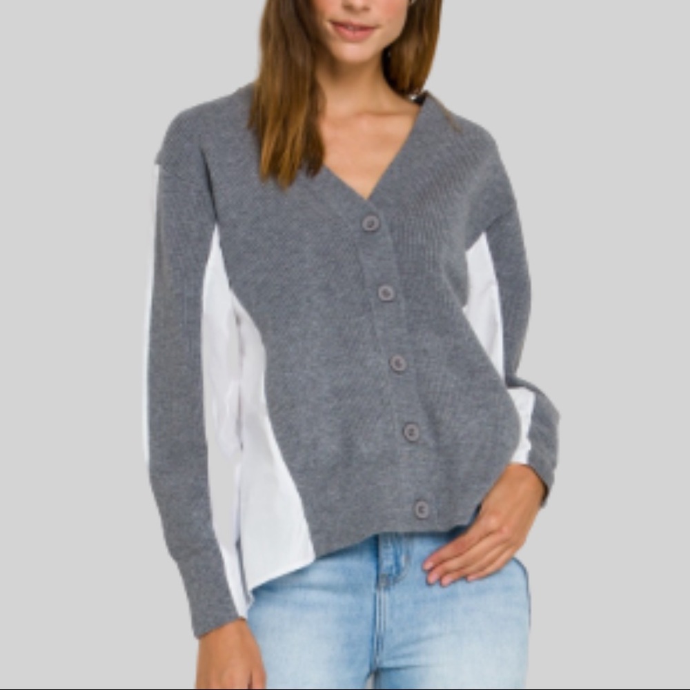 Cardigan/Shirt Combo Top